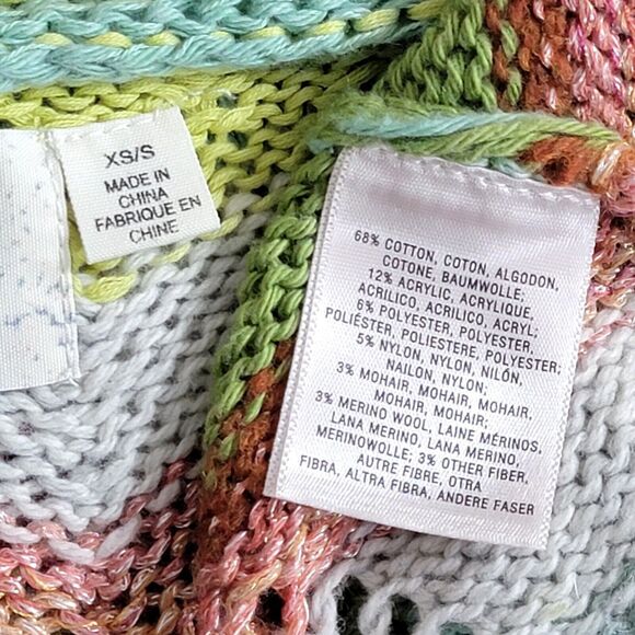 Anthropologie Rosie Neira Sweater Womens XS/S Green Chevron Sleeveless Cardigan - Picture 13 of 15